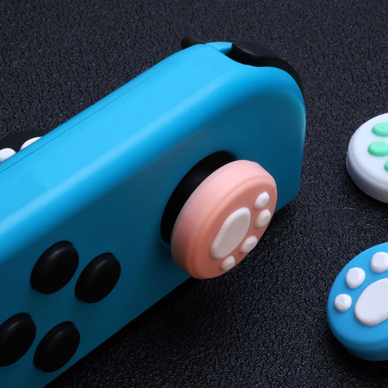 Cute Cat Claw Feet Silicone Analog Thumb Grips Caps for Nintendo Switch Joycon Joystick Protective Cap