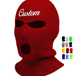 Wholesale Custom Design Embroidery Logo Beanie Ski Mask Balaclava Motorcycle 3 Hole Full Face Knit Ski Mask