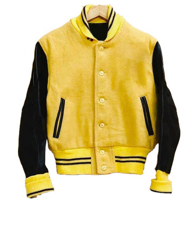 Women short varsity jacket outdoor long sleeve with side pocket varsity jacket