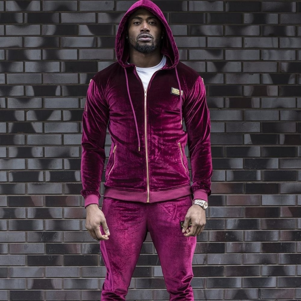 Custom Men High Quality Velvet Velour Tracksuits