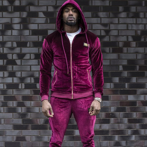 Custom Men High Quality Velvet Velour Tracksuits