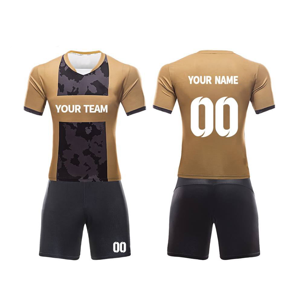 Wholesale cheap football jersey soccer shirt black yellow sublimation soccer uniforms for teams