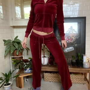 Hot Selling European women Solid Color Jogging pure Velvet Tracksuit fitted Tracksuits Women  zipper Sweat Suit