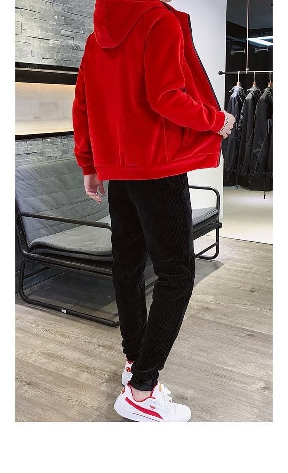 New Custom Velvet Tracksuit Men Velvet Tracksuit Set Velour Velvet Men's Tracksuit Jacket and Jogger Wholesale