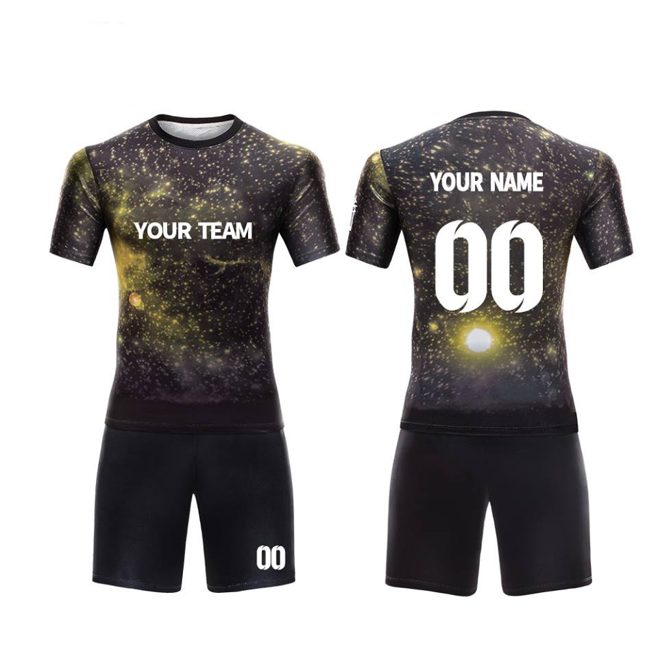 Wholesale cheap football jersey soccer shirt black yellow sublimation soccer uniforms for teams