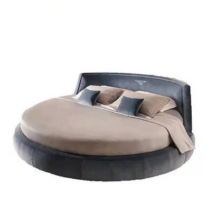 Kf Casa Latest Circle King Size Leather Cheap Round Shape Bed With Mattress