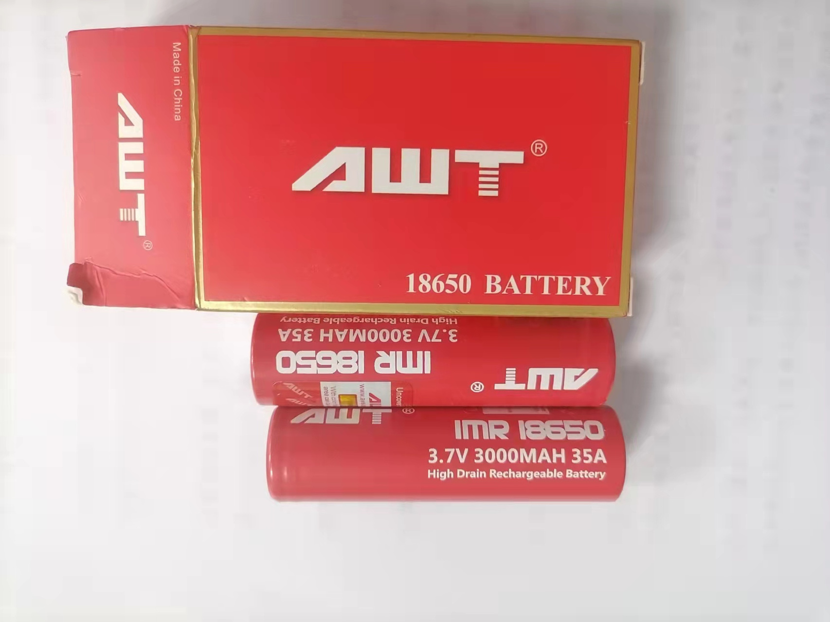 AWT True Capacity 3.7v 18650 Lithium Battery NMC Lipo 3000mah 35A 18650 Battery for Electronic Products /Flashlight