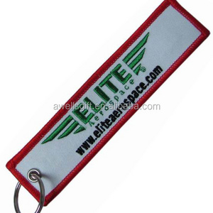 Custom logo Embroidery Fabric Flight Keychain for flight Cloth Luggage Key Tag Embroidery keychain