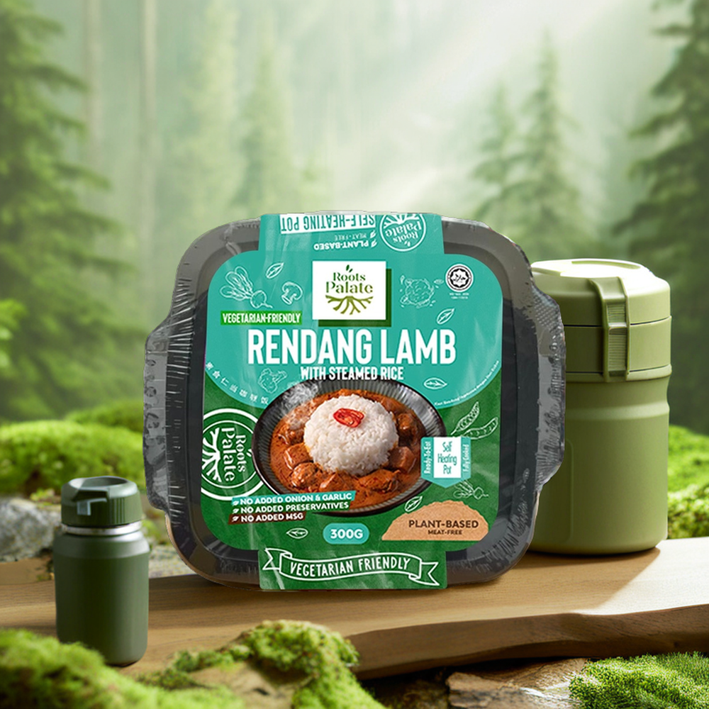 Instant Plant-Based HALAL Vacuum-Packed Self-Heating Meal Vegetarian Spicy Lamb Meat with Steam Rice On-the-Go Vegan Mutton Meal