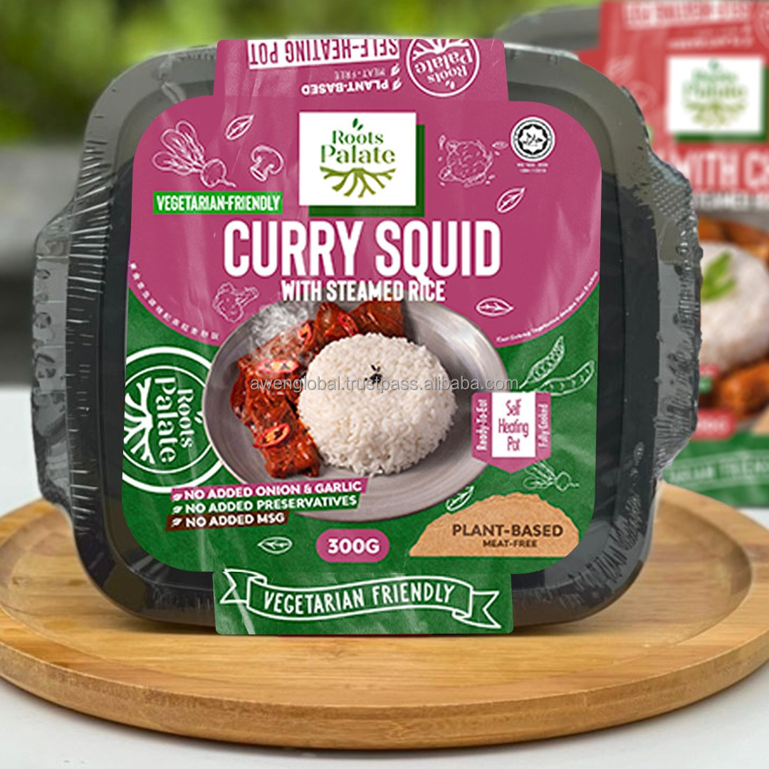 Instant Plant-Based HALAL Vacuum-Packed Self-Heating Meal Vegetarian Spicy Lamb Meat with Steam Rice On-the-Go Vegan Mutton Meal