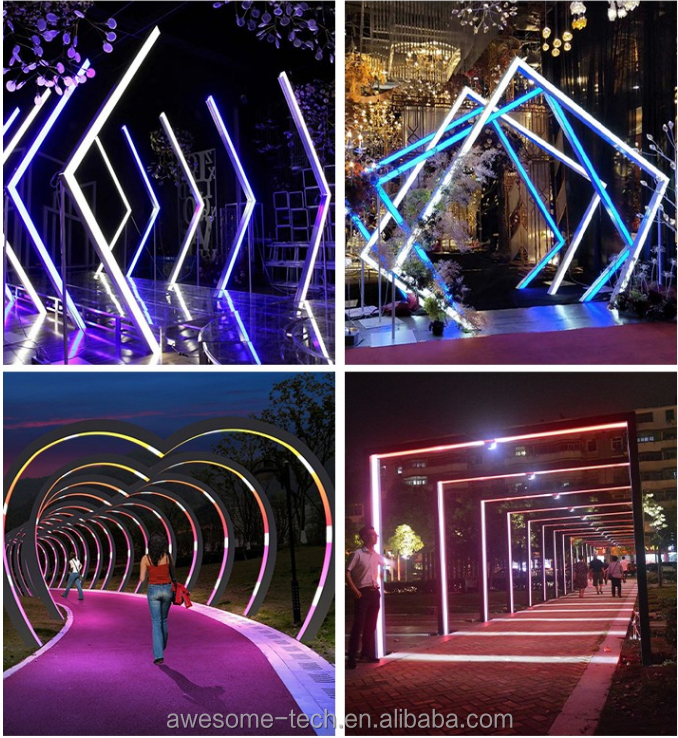 Custom Outdoor Time Tunnel Music Festival Smart Event Decoration Lights Rgb Led Intelligent Geometric Arch Landscape Lights