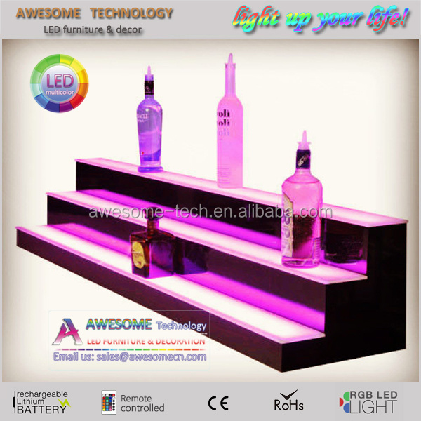 Led Light Bottle Holder Bar Shelf / Bar Liquor Bottle Stand / Led Acrylic Wine Bottle Display Rack