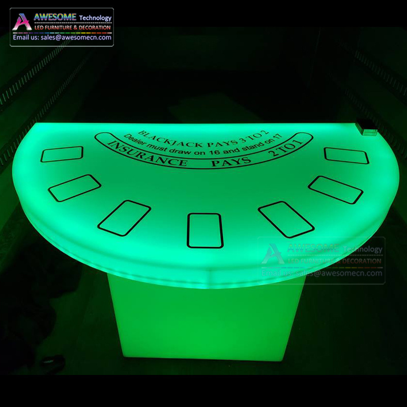 party club poker casino roulette table with led lighting base