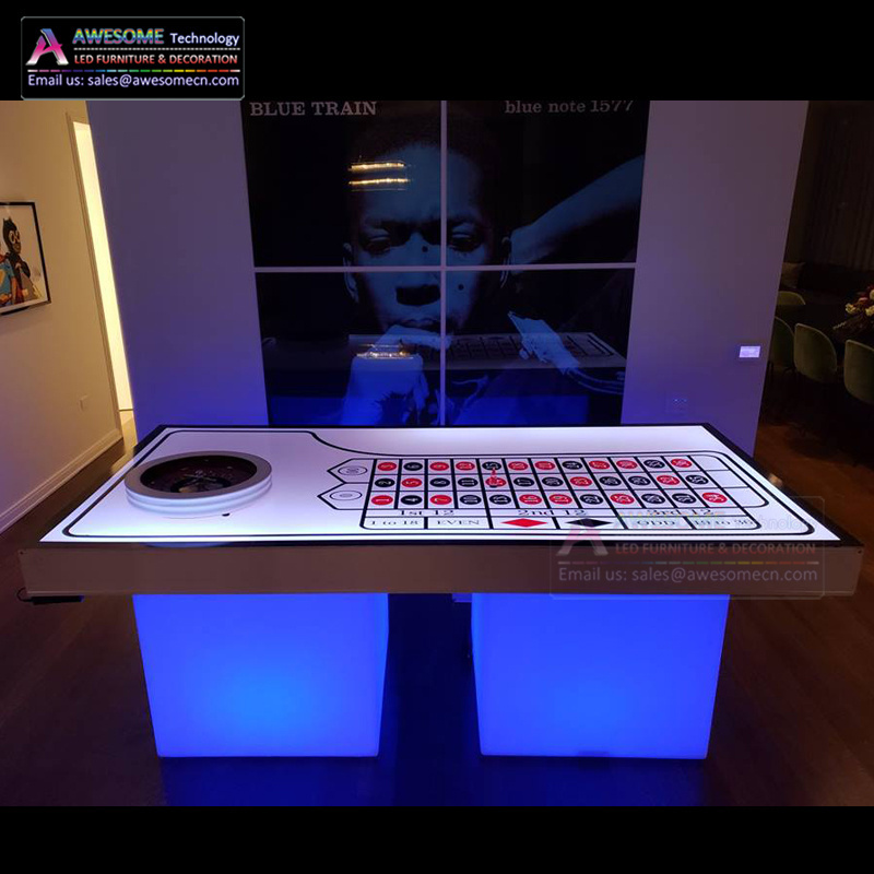 party club poker casino roulette table with led lighting base