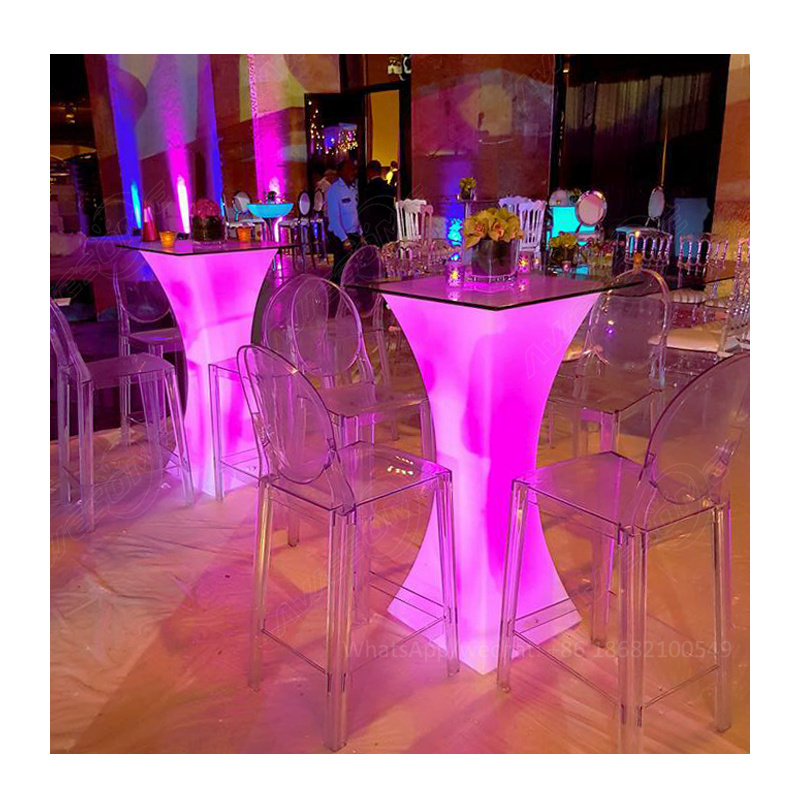 Led Light High Bar Cocktail Table For Wedding