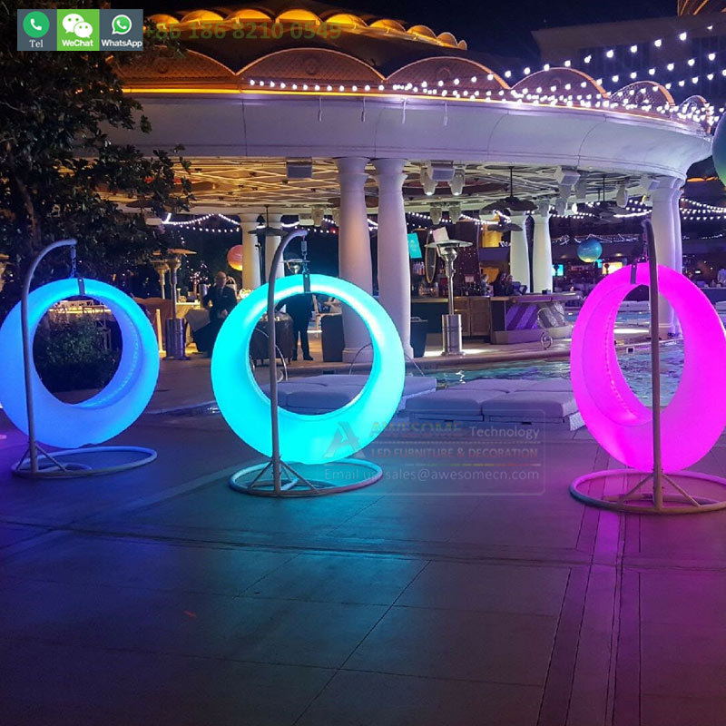 Led Illuminated Seesaw Swing Chair With Stand Outdoor Garden Swing Seat Set For Kids Events Parties Rental