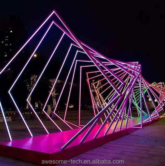 Custom Outdoor Time Tunnel Music Festival Smart Event Decoration Lights Rgb Led Intelligent Geometric Arch Landscape Lights