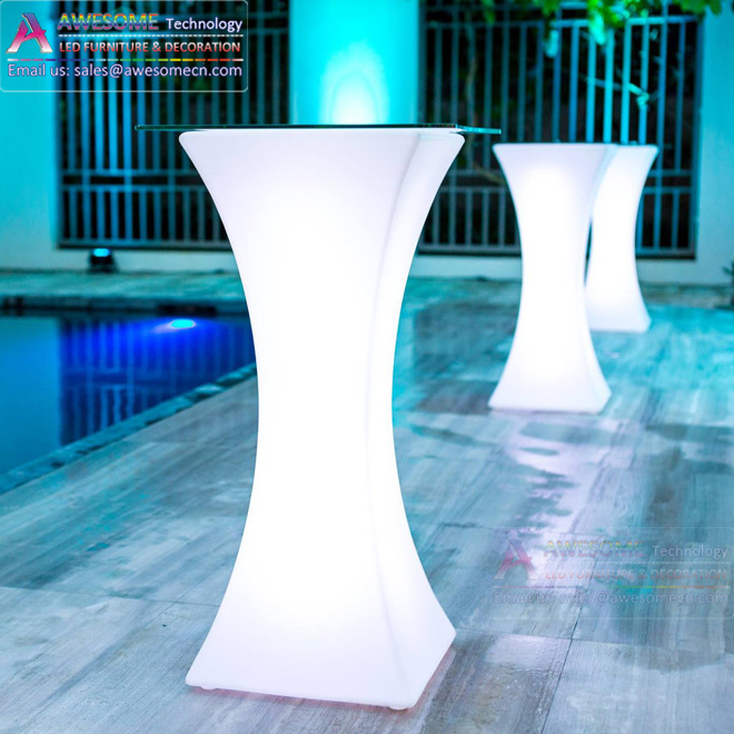 Led Light High Bar Cocktail Table For Wedding