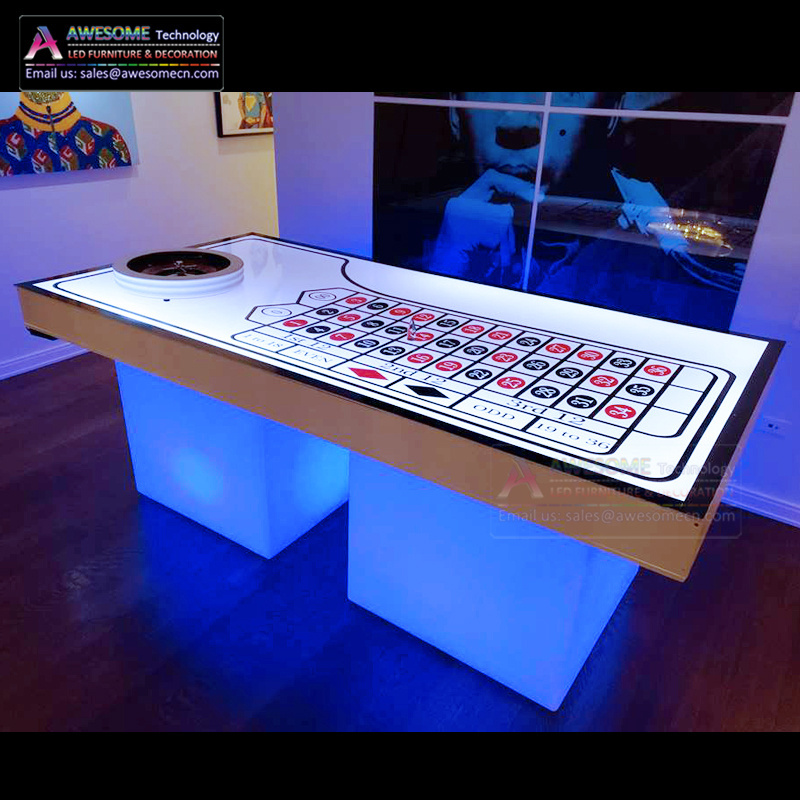 party club poker casino roulette table with led lighting base