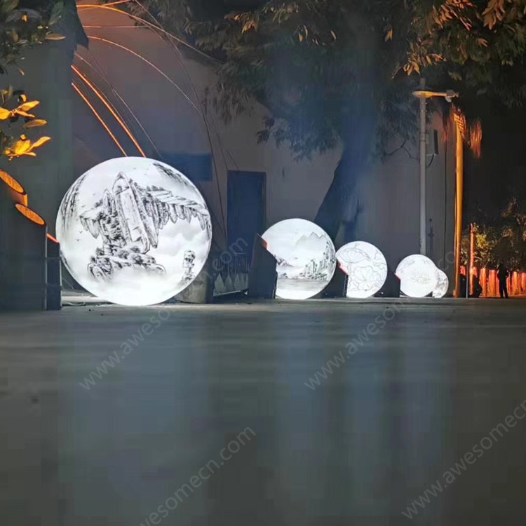 Custom Portable Party Theme Cultural Round Ball Light Sphere LED Colored Painted Motif Lighting Plastic Spheres Waterproof