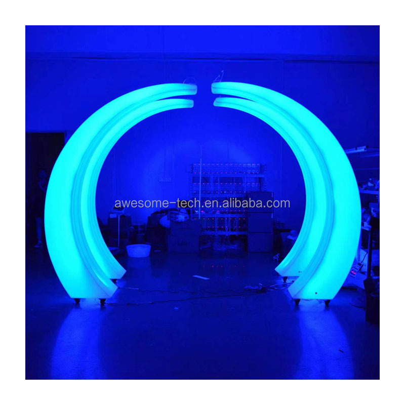 Led Outdoor Party Motif ox horn Light Glow Plastic Half Round Tunnel Entrance Bull Horn semicircle Light for Event Wedding