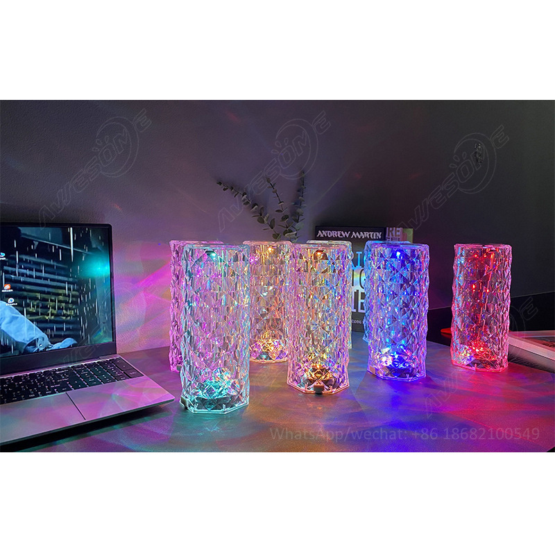 Diamond Night Light Touching Control Rose Crystal Lamp