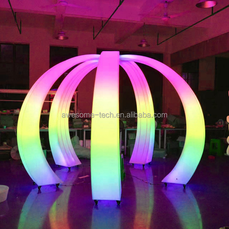 Led Outdoor Party Motif ox horn Light Glow Plastic Half Round Tunnel Entrance Bull Horn semicircle Light for Event Wedding