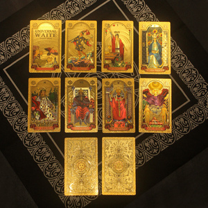 Printer Durable Gold Foil Tarot Cards Custom Logo Print Poker PVC Waterproof Black Plastic Smooth Sets Playing Cards