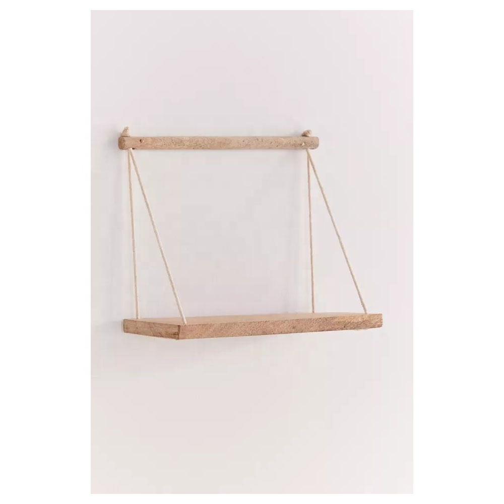 Present Mart Wooden Wall Hanging Rope Floating Wall Display Wall Decor Swing Shelf for Home Office Decor Wholesale