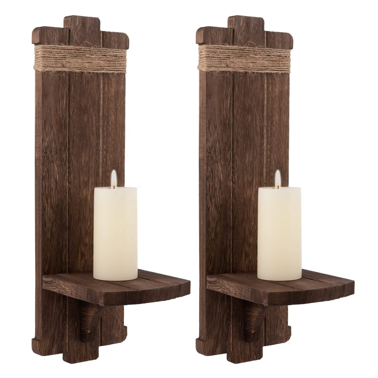 Natural Wooden Candle Sconce Hot Selling Pillar Candle Holder Fireplace Mental Display Wall Hanging Candle Stand