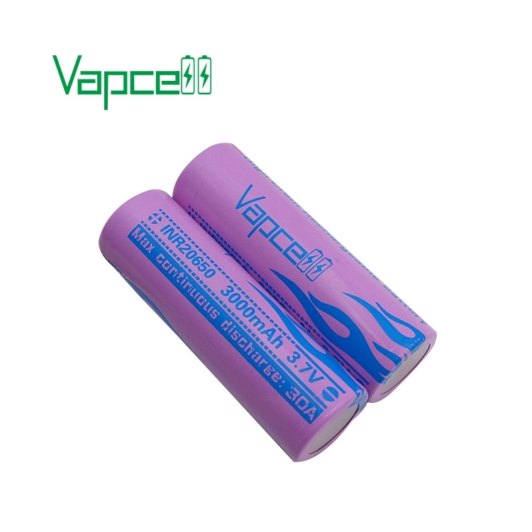 2022 Wholesale Vapcell 3000mAh 20650 3.7v Rechargeable Flat Top li-ion Battery Cell for Flashlight