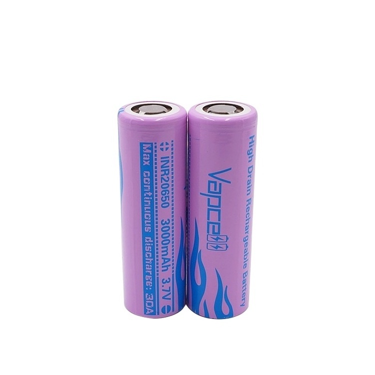 2022 Wholesale Vapcell 3000mAh 20650 3.7v Rechargeable Flat Top li-ion Battery Cell for Flashlight