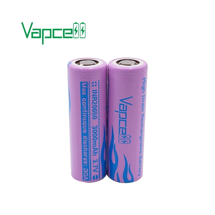 2022 Wholesale Vapcell 3000mAh 20650 3.7v Rechargeable Flat Top li-ion Battery Cell for Flashlight