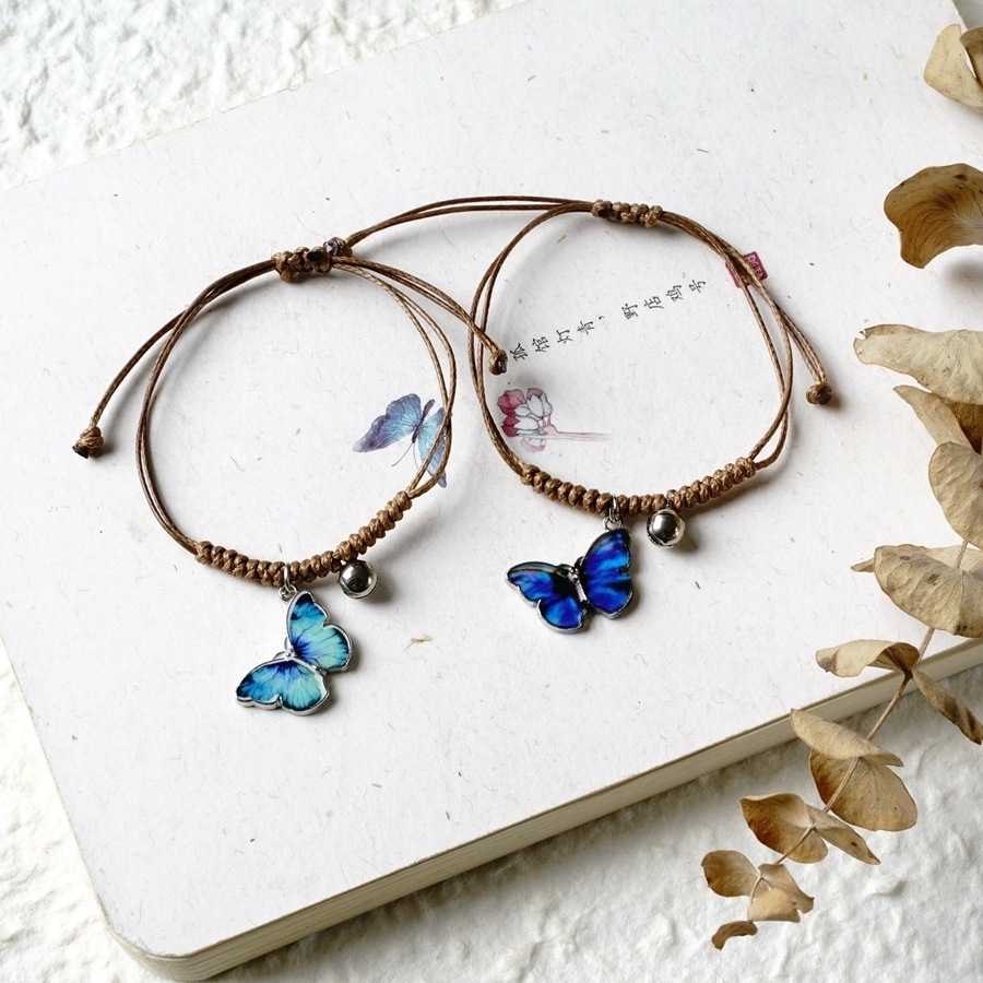 AA00545 Butterfly Star Pendant Adjustable Bracelet Couple Girlfriends Sisters Bracelet Jewelry Gift