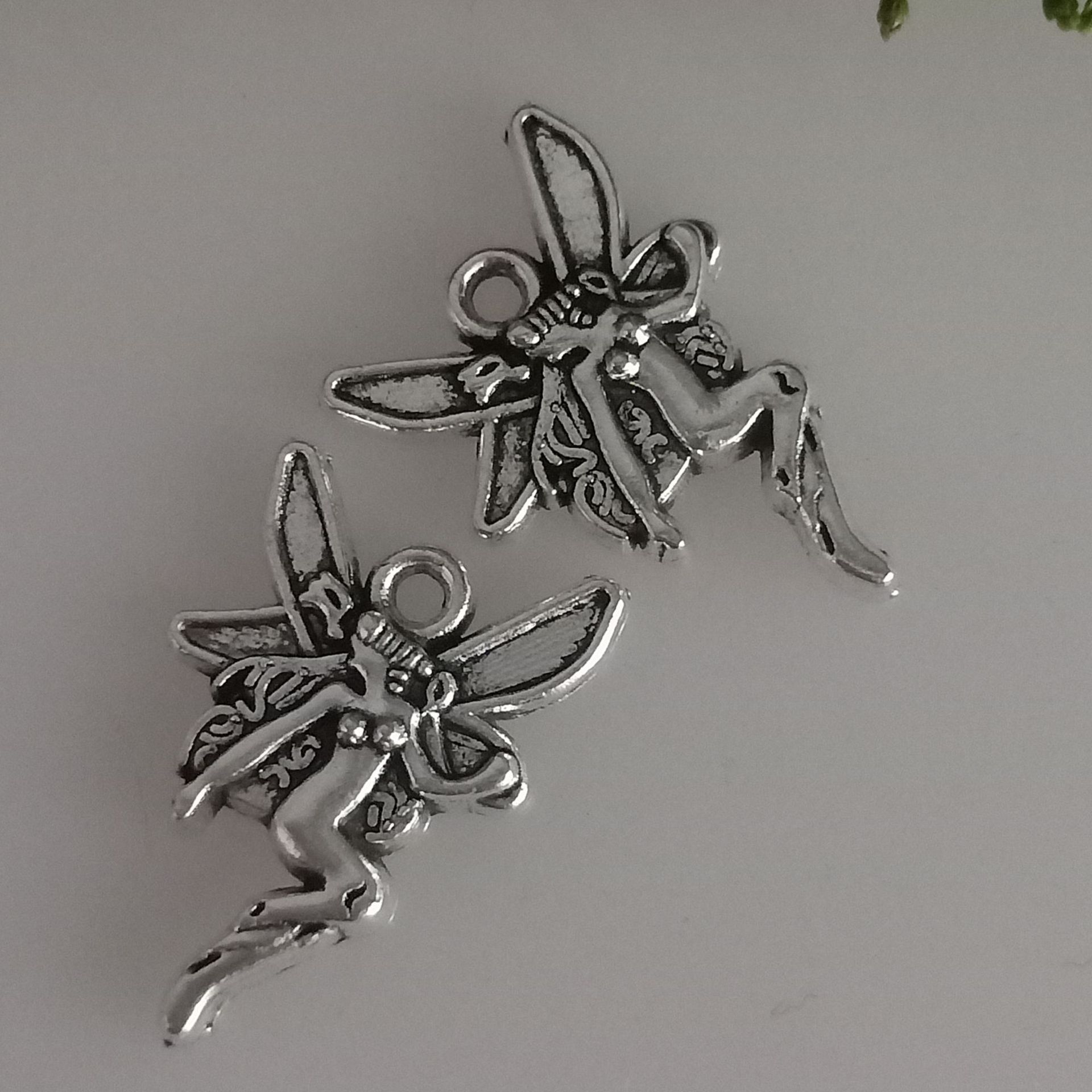 AA016312 15x22mm Silver Color Butterfly Angle Girl Alloy Charm Pendant For Jewelry Bracelet Making