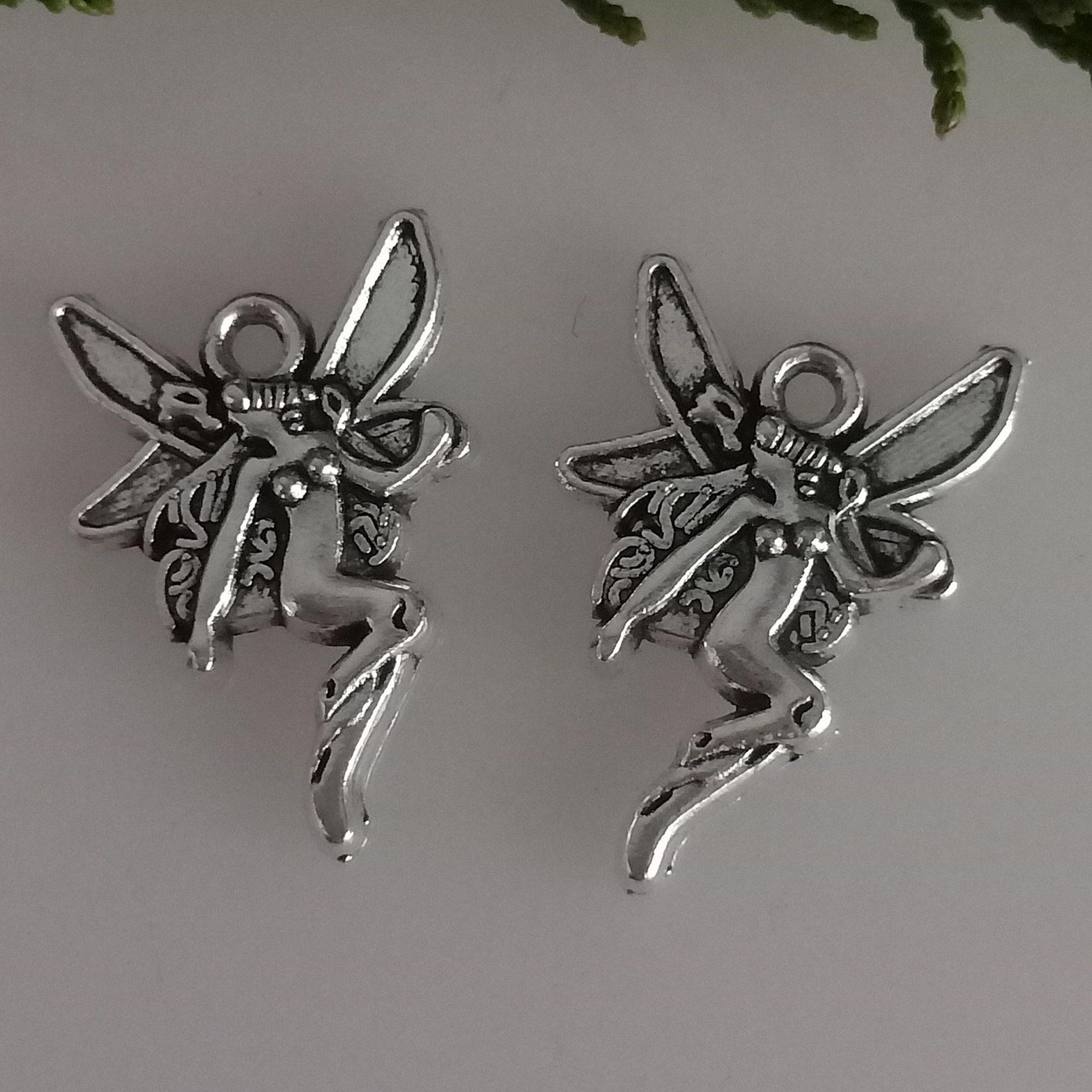 AA016312 15x22mm Silver Color Butterfly Angle Girl Alloy Charm Pendant For Jewelry Bracelet Making