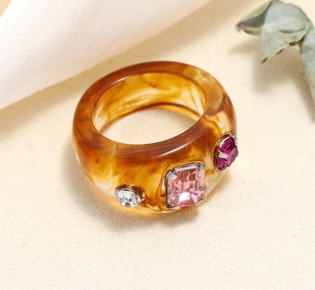 Colorful Acrylic diamond Ring Resin Crystal Rhinestone Rings For Women Girls Simple Aesthetic Jewelry Party Travel Gift