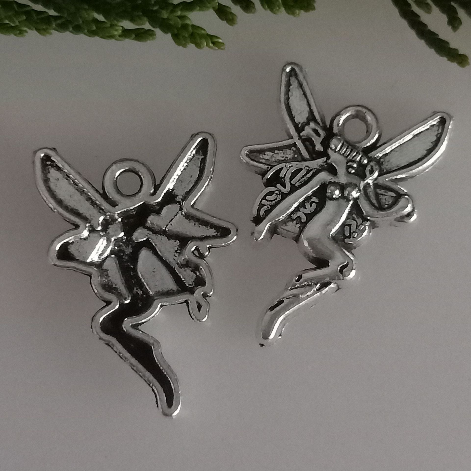 AA016312 15x22mm Silver Color Butterfly Angle Girl Alloy Charm Pendant For Jewelry Bracelet Making