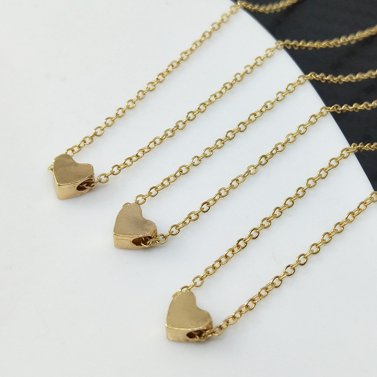 New Fashion Gold plated Chain Necklace Jewelry Dainty Tiny Charm Women Girl Heart Shaped Choker Pendant Necklace