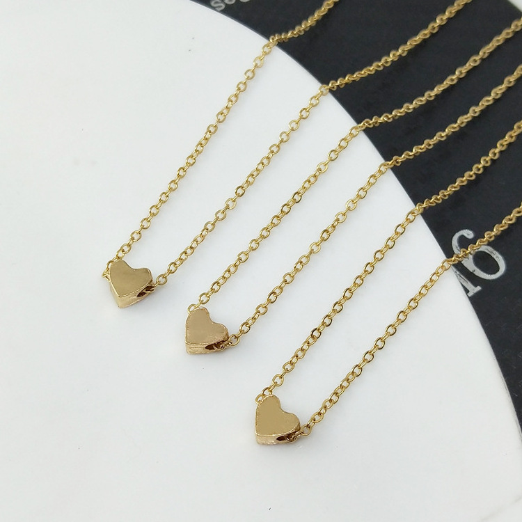 New Fashion Gold plated Chain Necklace Jewelry Dainty Tiny Charm Women Girl Heart Shaped Choker Pendant Necklace