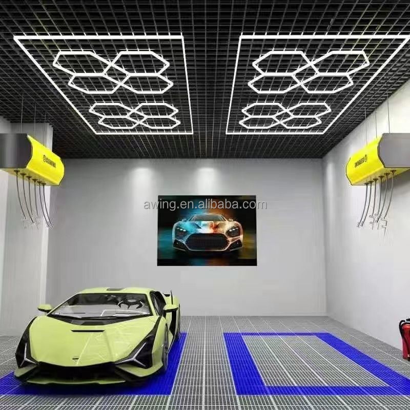 Aoying Hexagon Panel Hex LED Ceiling Wall Detailing Studio Poshing Workshop Light Diy Led  Honeycomb Car Workshop Garage Light