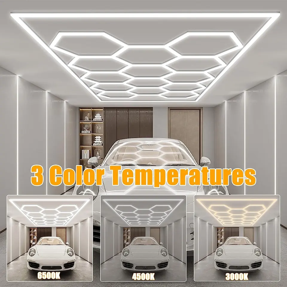 Aoying- Dropshipping Retail Barber Shop Ceiling Lights 110V 220V Honeycomb Cars Wash Detailing Hexagon LED Work Light For Garage