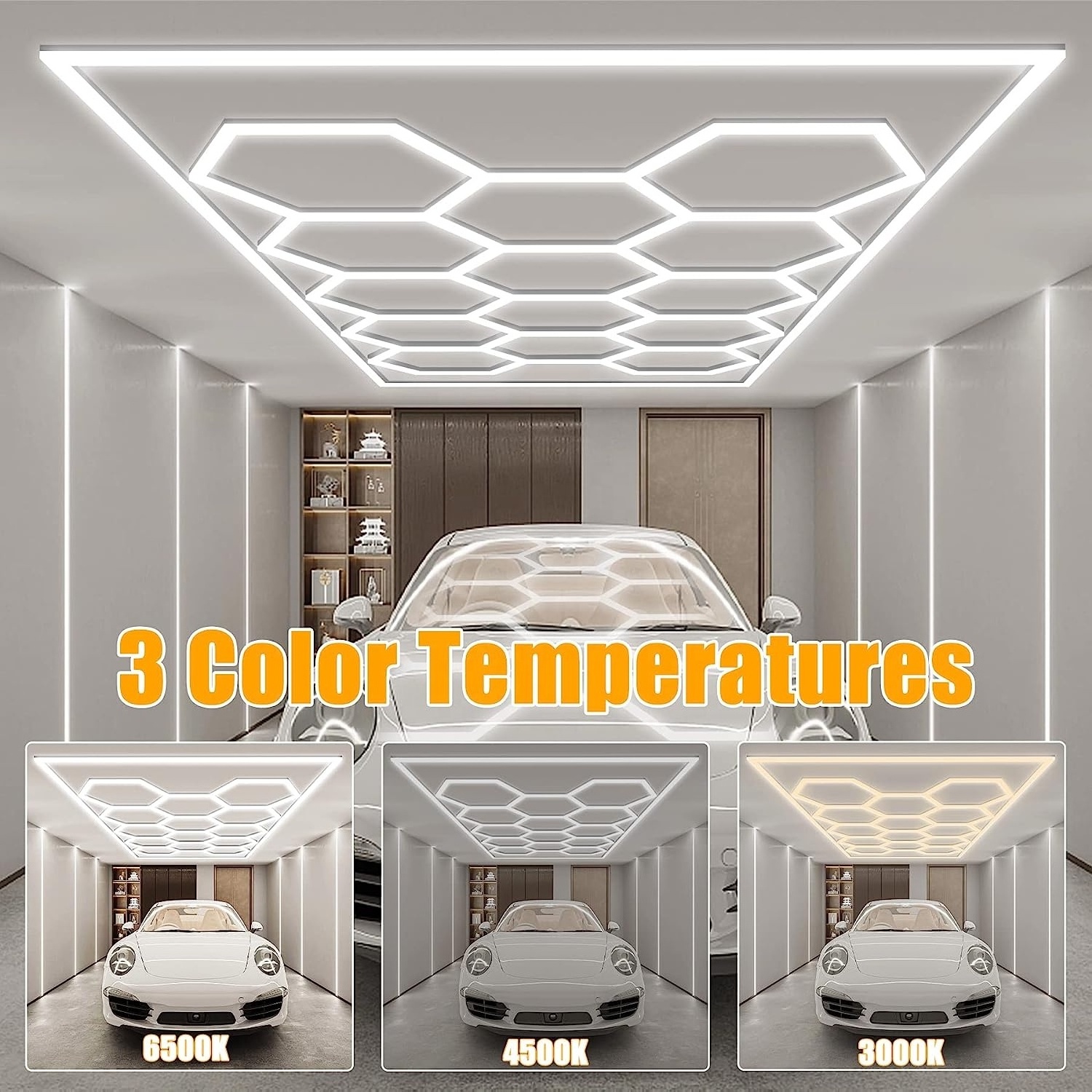 Factory Direct Sales Garage Light Hexagon Panel Hex LED Ceiling Hexagonal Workshop Light 14 Grid Hexagon Light System