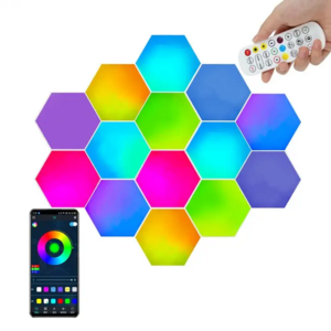 Aoying WIFI Music Sync RGBIC Lamp Hexagonal LED Quantum Light DIY Tuya Wifi Smart LED Wall Light Modular Gaming Home Decor