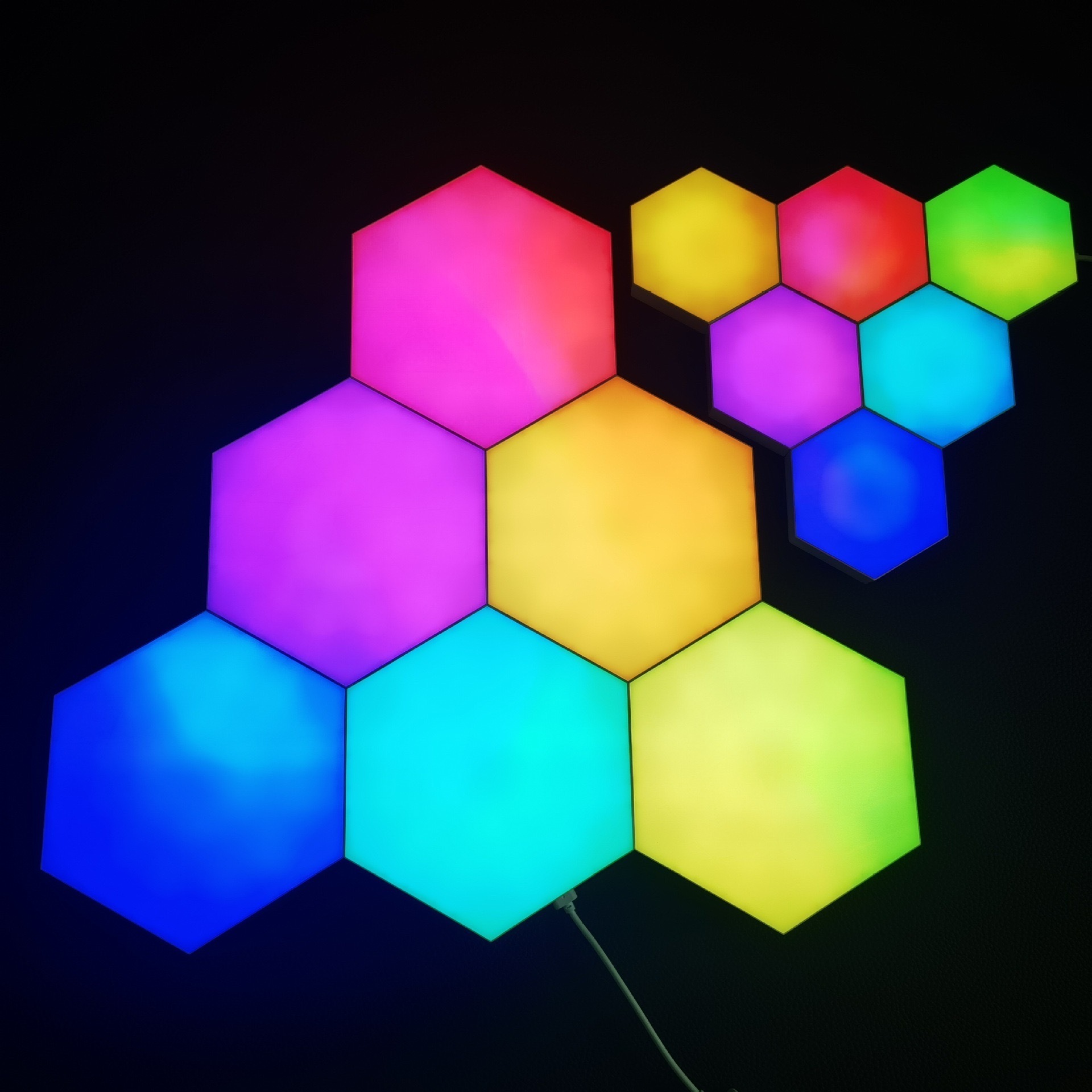 Aoying-Smart Home Lights Aquarium Hexagon LED Light With RF Remote - Music Sync Color Changing Light Panels