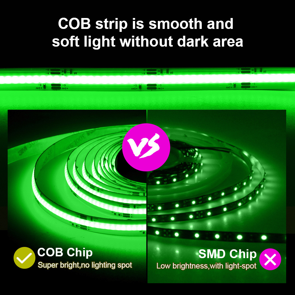 Aoying 8MM Led Cob Strip Soft Flexible cob rgb led strip light