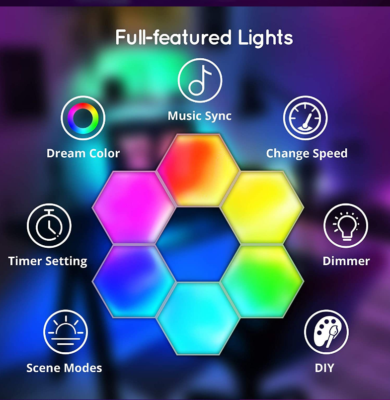 NEW 2023 RGB Light Led Hexagonal Lamps Modular Sensitive Touch Hexagon Geometry Splicing Hex Honeycomb White Led Night Light