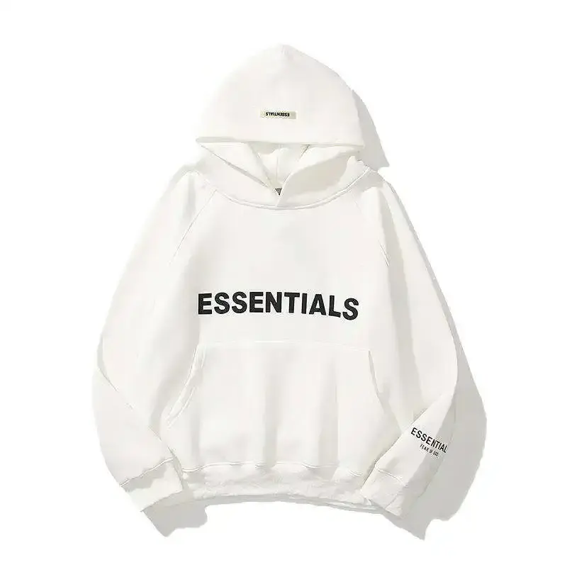 wholesale Casual hooded mans hoodie essential letter logo double line chest style sweater men loose hoodies