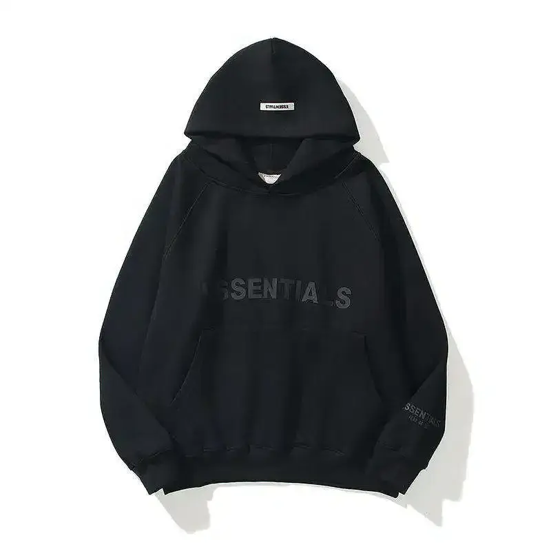 wholesale Casual hooded mans hoodie essential letter logo double line chest style sweater men loose hoodies