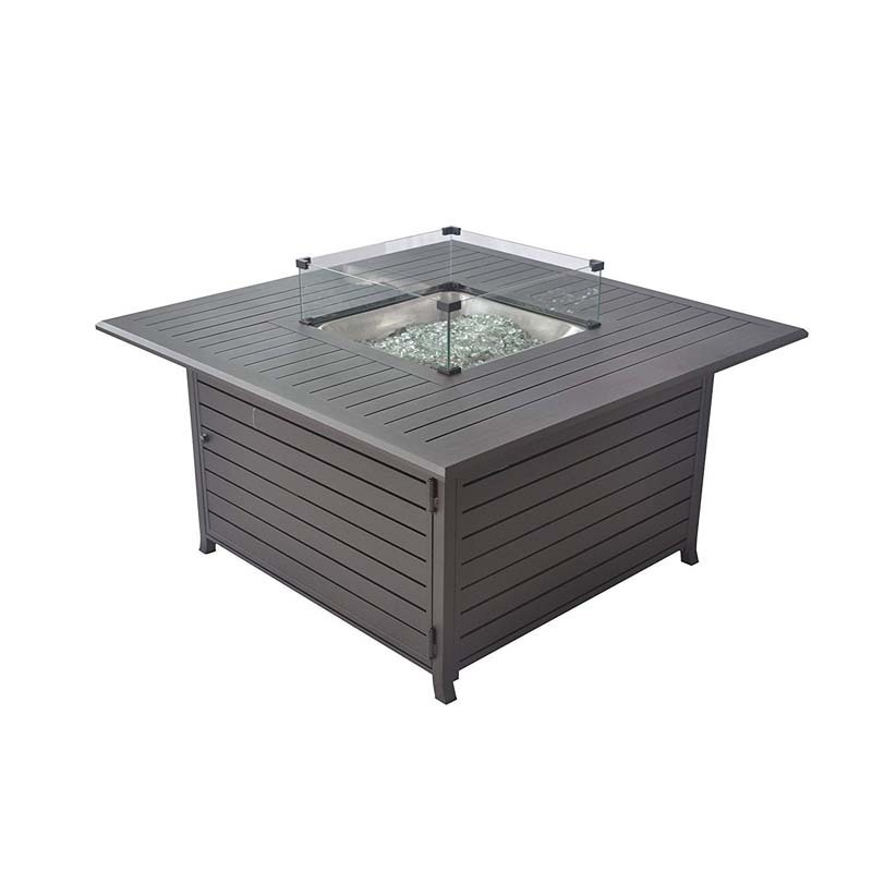 Outside Patio Square Propane Gas Fire Pit with Glass Wind Guard USA STOCK